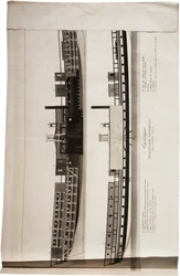 Schnittansichten von Fultons Dampfschiff Chancellor Livingston, aus einem Atlas der Vereinigten Staaten, 1824